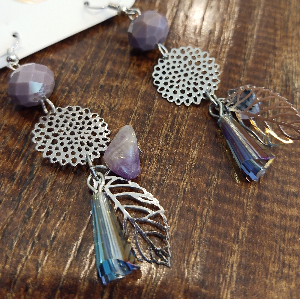 Purple Statement Earrings - Picture 3 of 3